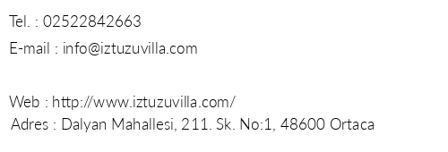ztuzu Apart & Villas telefon numaralar, faks, e-mail, posta adresi ve iletiim bilgileri